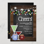 Convite Festa de Cocktail de Chalkboard e Madeira de Natal<br><div class="desc">Tema do quadro e madeira divertidos para estas adoráveis convites de festas de Natal</div>