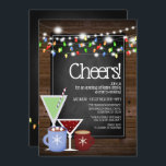 Convite Festa de Cocktail de Chalkboard e Madeira de Natal<br><div class="desc">Tema do quadro e madeira divertidos para estas adoráveis convites de festas de Natal</div>