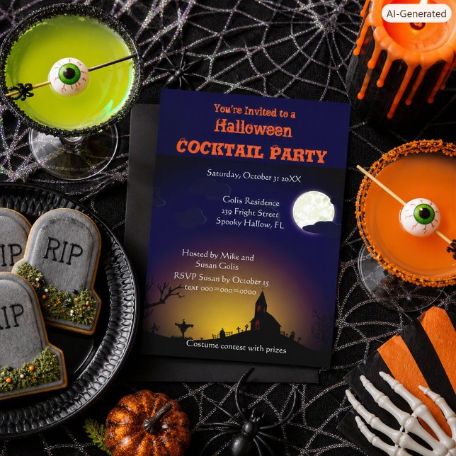 Convite Festa de Cocktail de Fantasia de Halloween Assusta (Criador carregado)