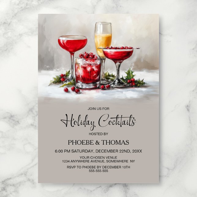 Convite Festa de Cocktail de Férias de Natal (Criador carregado)
