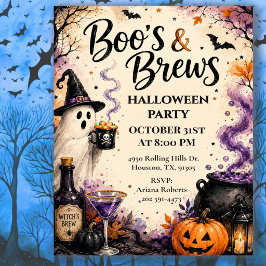 Convite Festa de Cocktail de Halloween Boo's & Brews
