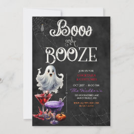 Convite Festa de Cocktail de Halloween Chalkboard Boos & B
