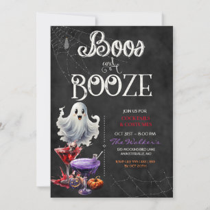Convite Festa de Cocktail de Halloween Chalkboard Boos & B