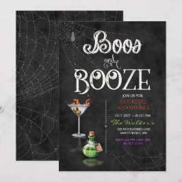 Convite Festa de Cocktail de Halloween Chalkboard Boos & B