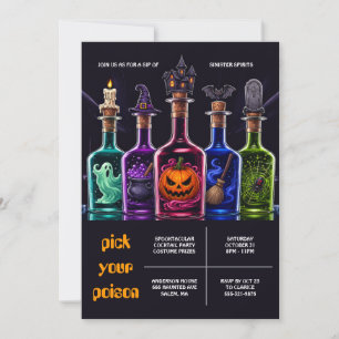 Convite Festa de Cocktail de Halloween Escolha Seu Veneno