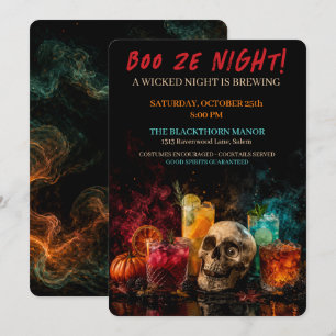 Convite Festa de Cocktail de Halloween Gótico Boo Ze Night