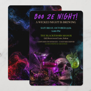 Convite Festa de Cocktail de Halloween Gótico Boo Ze Night