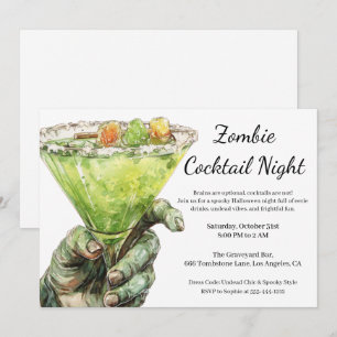 Convite Festa de Cocktail de Halloween Mão de Zumbi com