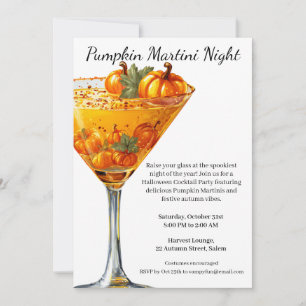Convite Festa de Cocktail de Halloween   Martini de Abóbor
