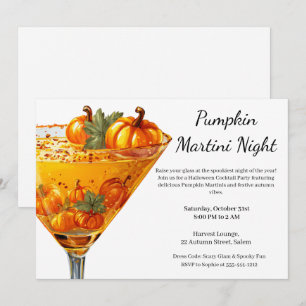 Convite Festa de Cocktail de Halloween Martini de Abóbor