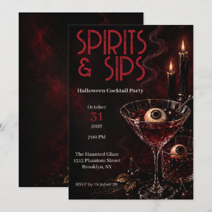 Convite Festa de Cocktail de Halloween para Adultos Espíri