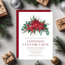 Festa de Cocktail de Natal com Flor de Poinsettia 