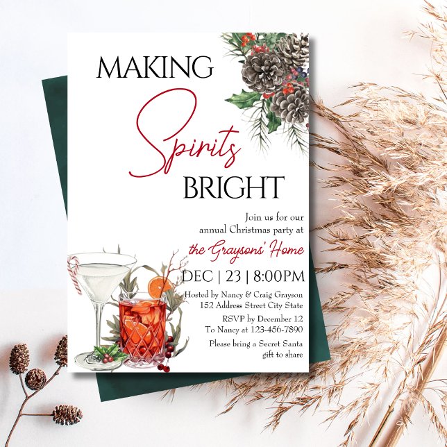 Convite Festa de Cocktail de Natal de Férias Editável (Criador carregado)