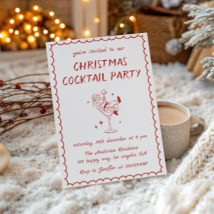 Convite Festa de Cocktail de Natal do Papai Noel Vintage