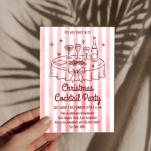 Convite Festa de Cocktail de Natal Elegante com Listras Ro