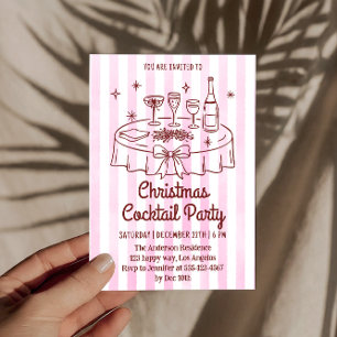Convite Festa de Cocktail de Natal Elegante com Listras Ro