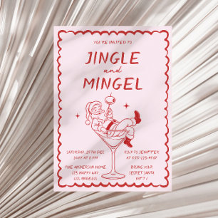 Convite Festa de Cocktail de Natal Jingle e Mingle Retro