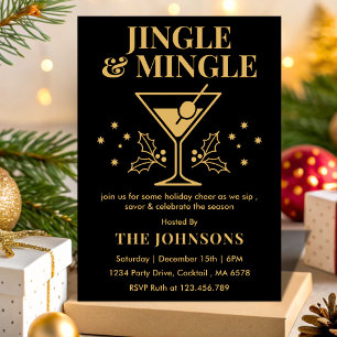 Convite Festa de Cocktail de Natal Moderna Jingle & Mingle