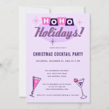 Festa de Cocktail de Natal Rosa Moderno de Meados