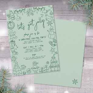 Convite Festa de Cocktail de Natal Whimsical Drawn