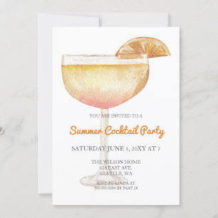 Convite Festa de Cocktail de Verão Moderna Simples e Elega
