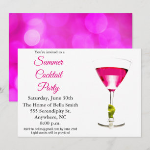 Convite Festa de Cocktail de Verão Rosa