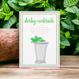 Convite Festa de Cocktail Derby Mint Julep / Rosa e Verde