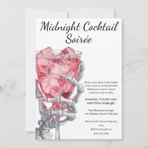 Convite Festa de Cocktail do Halloween   Mão de Esqueleto