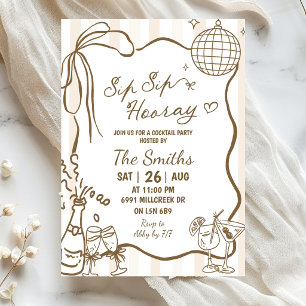Convite Festa de Cocktail Doodle Manuscrito Sip Sip Hooray