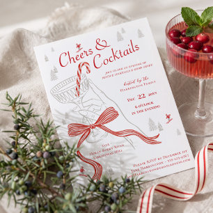 Convite Festa de Cocktail Nórdico de Natal Desenhada à Mão