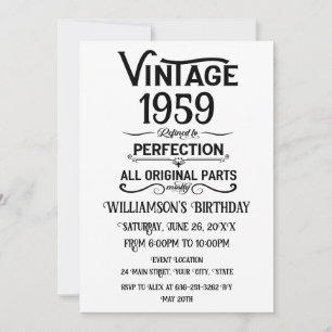 Convite Festa de cocktail personalizada de 65 anos vintage