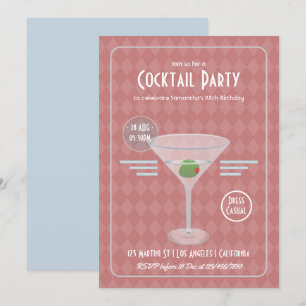 Convite Festa de Cocktail Retro Vintage