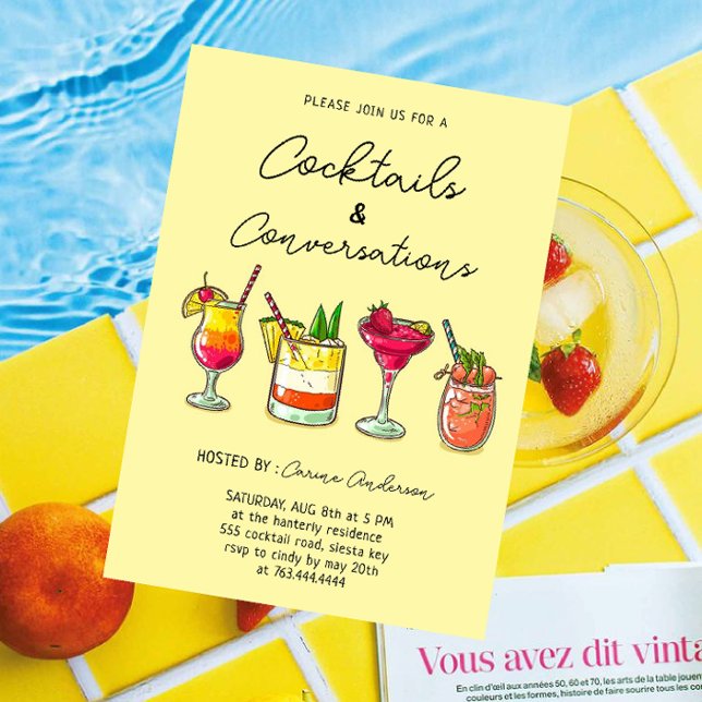 Convite Festa de Cocktails e Conversação desenhada à mão (Criador carregado)