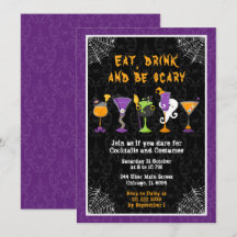 Festa de Cocktails e Fantasias de Halloween Roxa