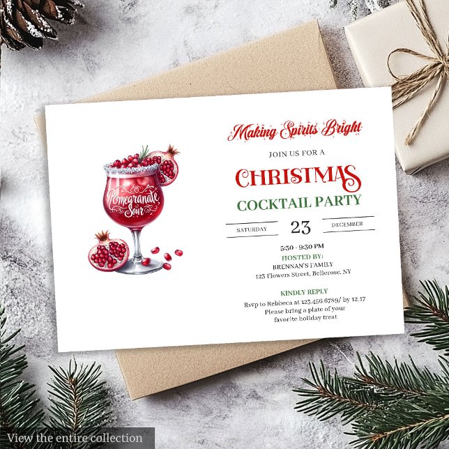 Convite Festa de cocktails festivos para impressão no esti (Office style printable festive cocktails party invitation

)