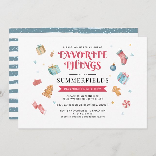 Convite Festa de Coisas Favoritas do Natal (Frente/Verso)