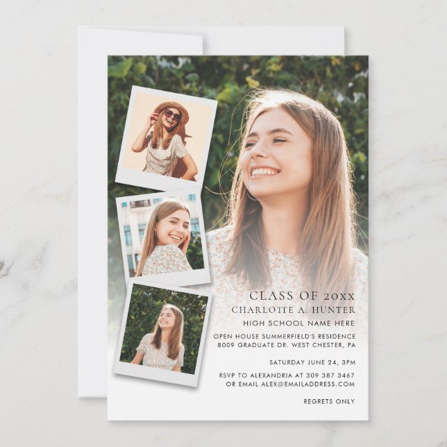 Convite Festa de Colagem de Fotos de Graduação Open House  (Frente)