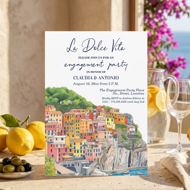 Convite Festa de Compromisso La Dolce Vita Riviera Italian (Criador carregado)