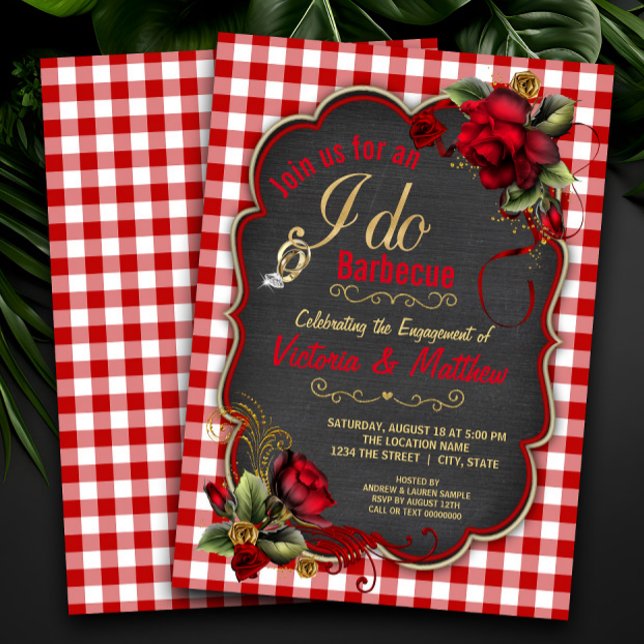 Convite Festa de Compromisso Rustic I Do Churrasco (Cute I do Barbecue engagement party invitation. Simply add your event details.)
