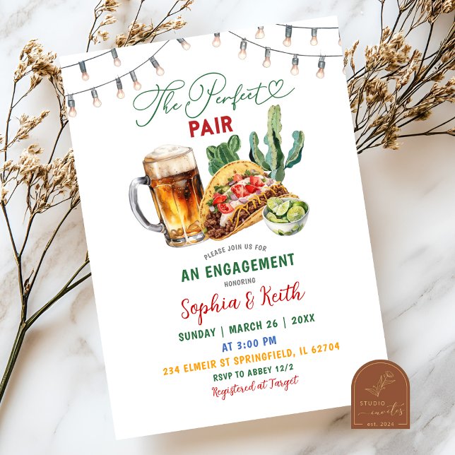 Convite Festa de Compromisso Tacos e Cervejas Par Perfeito (Criador carregado)