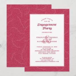 Convite Festa de Compromisso Vermelho Magenta Moderno Casu