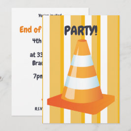 Convite Festa de Construção de Escavadeira de Cone de Tráf