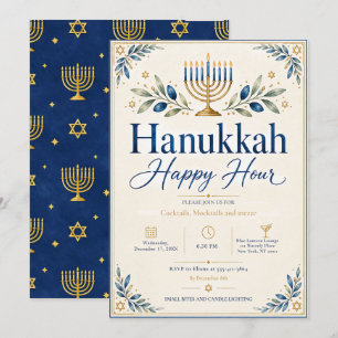 Convite Festa de Coquetéis da Hora Feliz de Hanukkah