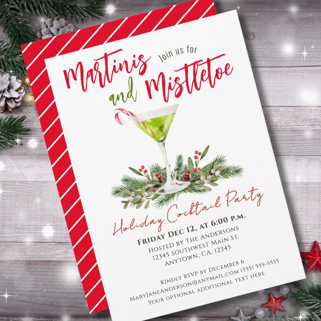 Convite Festa de Coquetéis de Natal Martinis e Visco    (Criador carregado)