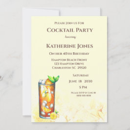 Convite Festa de coquetel de chá amarelo longo