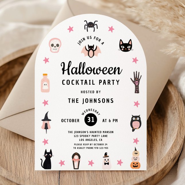 Convite Festa de coquetel do Dia das Bruxas (Cute Halloween Cocktail Party Invitation)