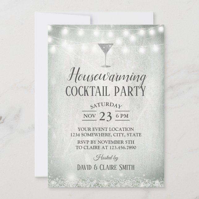 Convite Festa de coquetel rustic Baby's Breath (Frente)