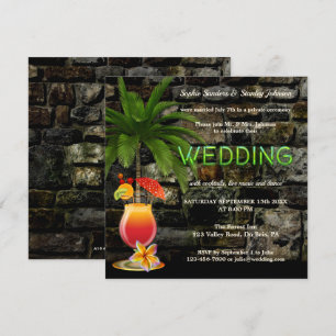 Convite Festa de Coquetel Tropical Neon Depois do Casament