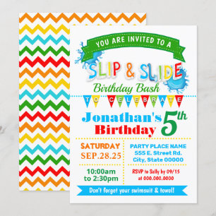 Convite Festa de cores primárias de bastidores de aniversá