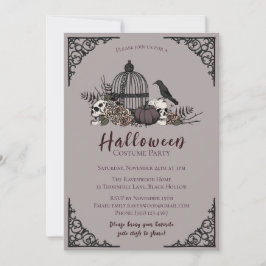 Convite Festa de Costume Adulto do Halloween Escuro Elegan
